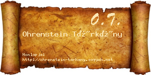 Ohrenstein Tárkány névjegykártya